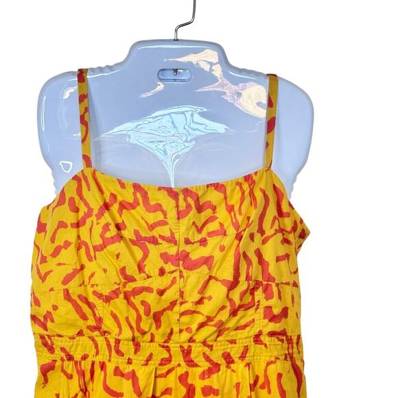 DEREK LAM Collective 100% Cotton Yellow Orange Scribble Dress Size: FR 52 US 16 - Picture 3 of 11